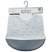 Wholesale - 2pk White Constellation Print & Gray Silicone Bibs Badgley Mischka C/P 60, UPC: 195010122948